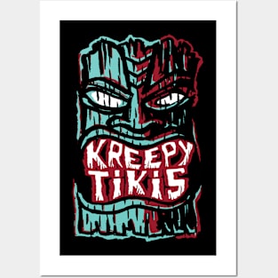 Kreepy Tikis Logo Red and Turquoise Posters and Art